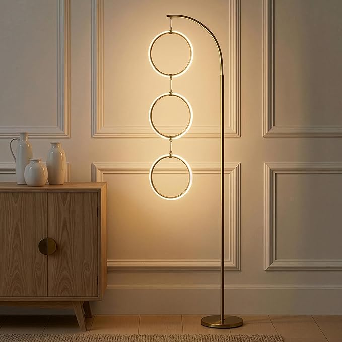 Brightech Nova 74 in. Antique Brass Industrial 3-Light LED Energy Efficient