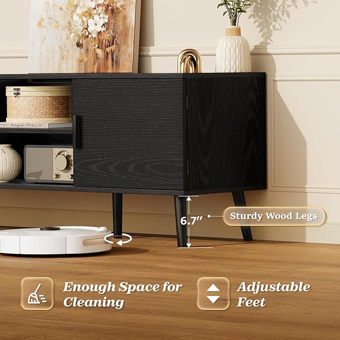 SUPERJARE TV Stand for 55 Inch TV, Entertainment Center