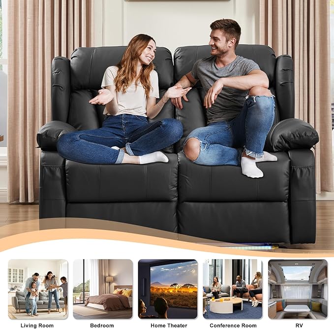 58.3" Reclining Loveseat Sofa, RV Loveseat Recliner Couch