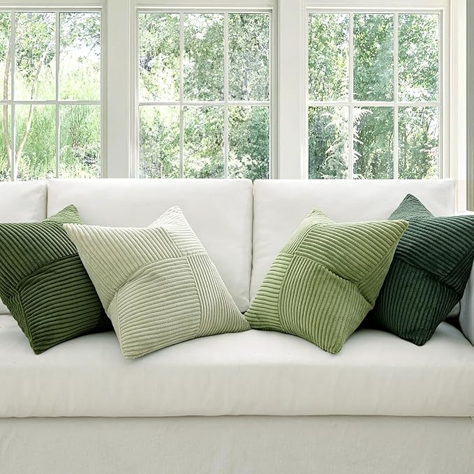 MIULEE Spring Green Decorative Throw Pillow Covers 18x18 Inch Set of 4 Boho