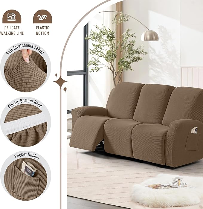TAOCOCO Recliner Sofa Covers 8-Pieces Stretch Large Couch Covers