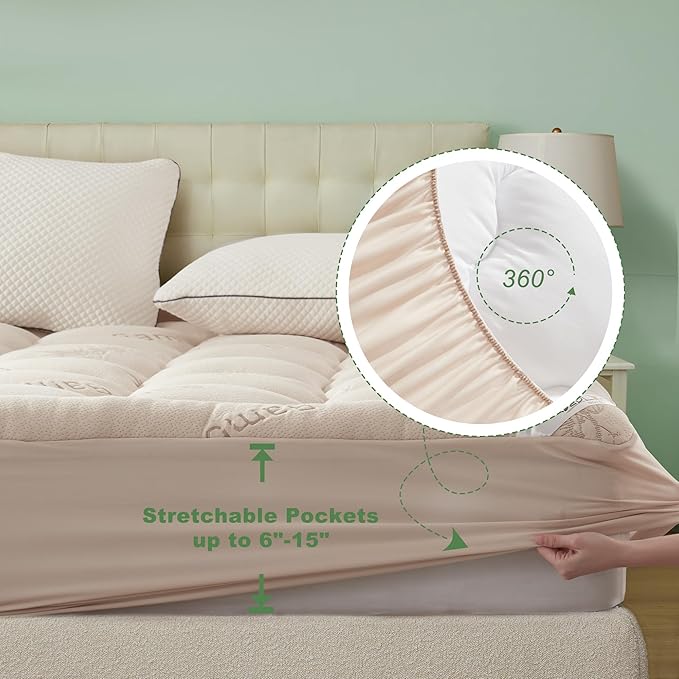 BEDLORE Twin XL Mattress Topper Viscose Derived from Bamboo, Thick Pillow Top