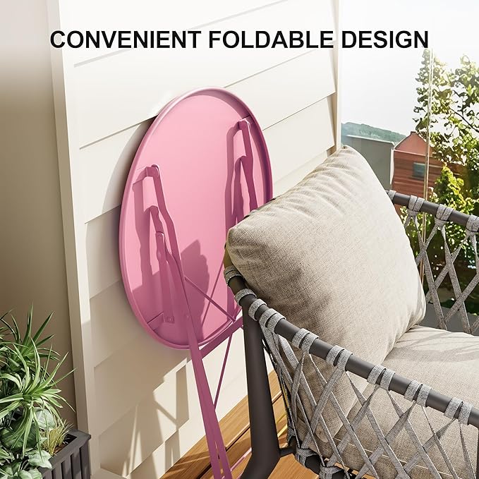 3-Piece Folding Bistro Set Outdoor Patio Furniture, Space-Saving Foldable