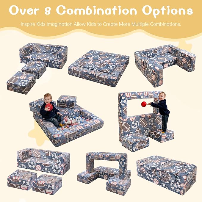 Cvortll Modular Kids Play Couch, Glow in Dark Kids Sofa, Child Sectional Sofa