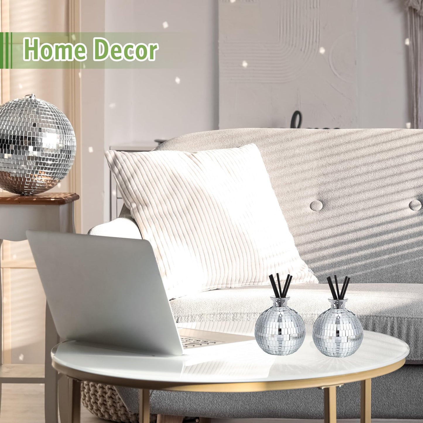 Layhit 12 Pcs Disco Ball Vase for Flower and Plant 4 Inch Small Glass Vase Silver Mirror Mini Disco Ball Planter for Indoor Outdoor Wedding Birthday Home Bedroom Kitchen Office Decoration