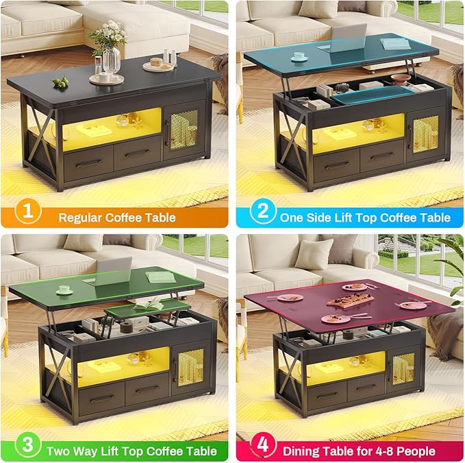 Itaar 40" Lift Top Coffee Table, 4 in 1 Coffee Tables