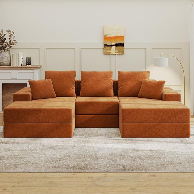Living&Giving 101" U-Shaped Cloud Sectional Couch