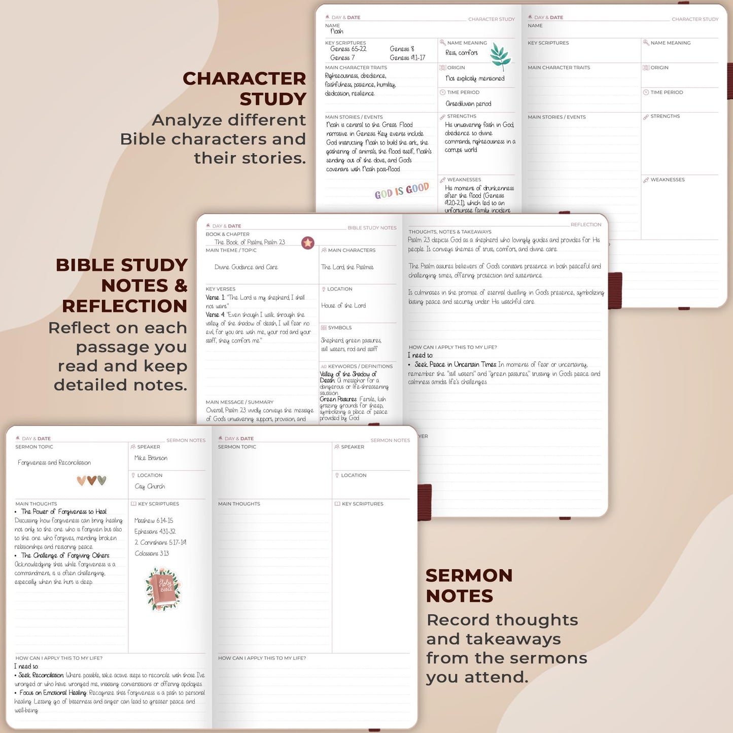 Clever Fox Bible Study Journal – Church Notes Notebook – Note Taking & Journaling Kit – Faith Based Religious Gifts & Accessories (Rose Gold)