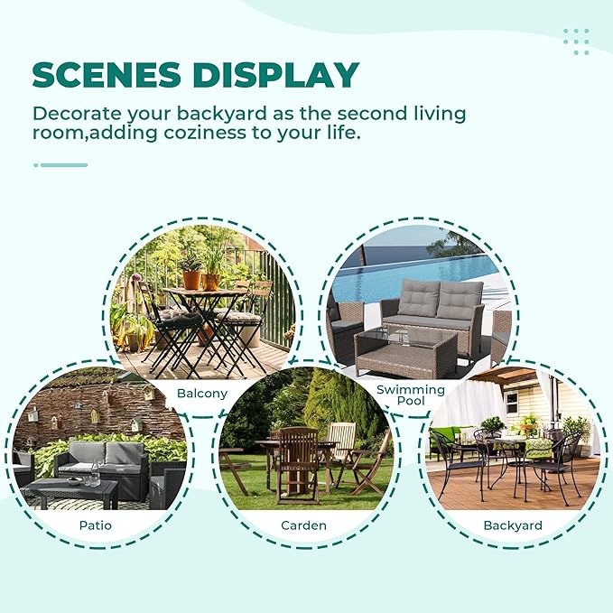 DANGHOOGY Wicker Chair Cushions, Waterproof Outdoor Loveseat Cushions