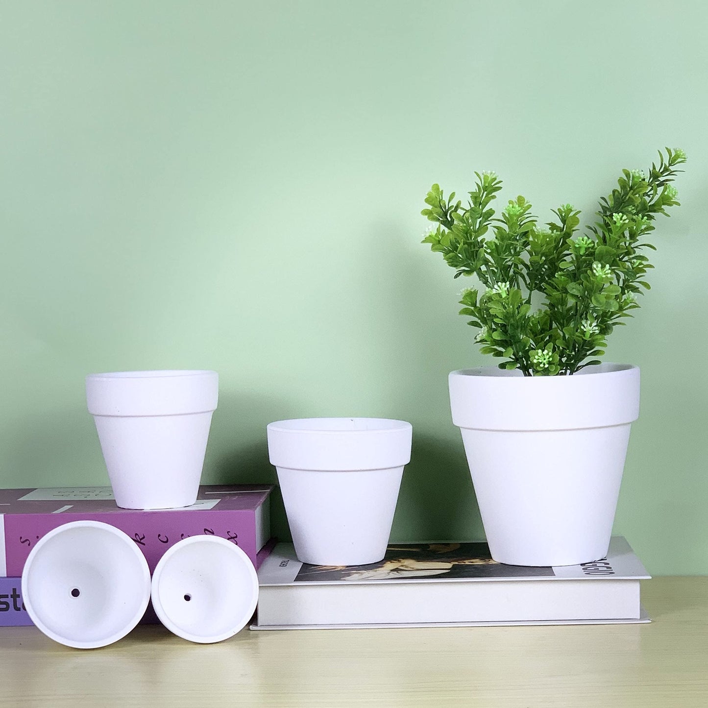 XXYXXY 2.95 inch Clay pots mini Craft Nursery Cactus pots Permeable Succulent Pottery pots DIY Home Office Desktop Window sill Decoration Wedding-White (20)