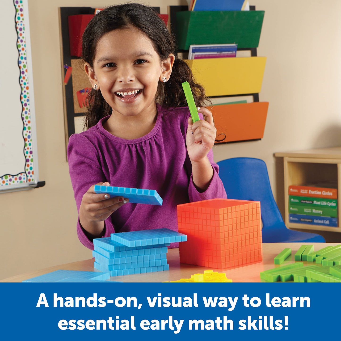 Learning Resources Brights! Base 10 Starter Set - 100 Piece Set, Ages 6+, 1+ Grade, Math Manipulatives, Teacher Supplies, Back to School