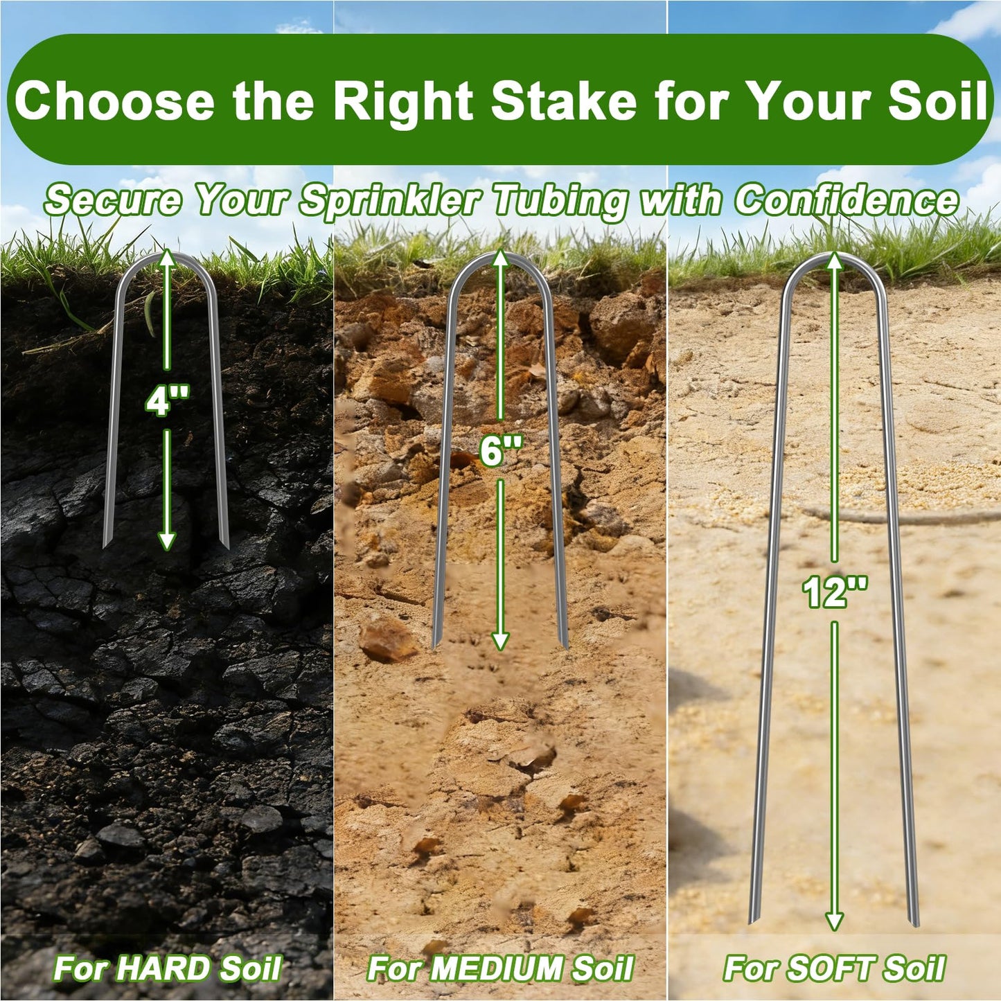 AAGUT 4 Inch Landscape Stakes 80 Pack Garden Drip Irrigation Tubing Stakes Heavy Duty 14 Gauge Galvanized Ground Staples Lawn U Hooks for Soaker Hose, Chicken Wire, Chain Link Fence, Dog Fence