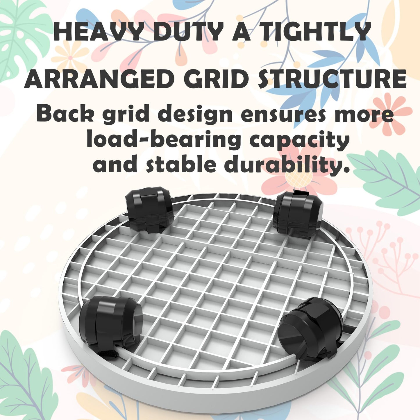 2 Pack of 11 Inch Heavy Duty Plant Caddy with Wheels,Rolling Plant Stand Pot Trolley,Wheeled Planter Saucer Tray,Potted Flower Mover Dolly with Casters Round Coaster for Indoor Outdoor