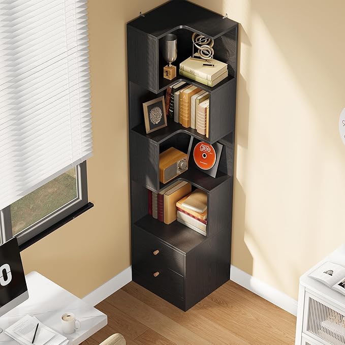 IRONCK Corner Bookshelf, 70.87" Tall Corner Bookcase