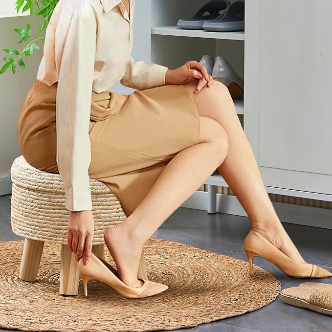 Cpintltr Storage Ottoman Poufs Handwoven Footstool Natural Seagrass Round