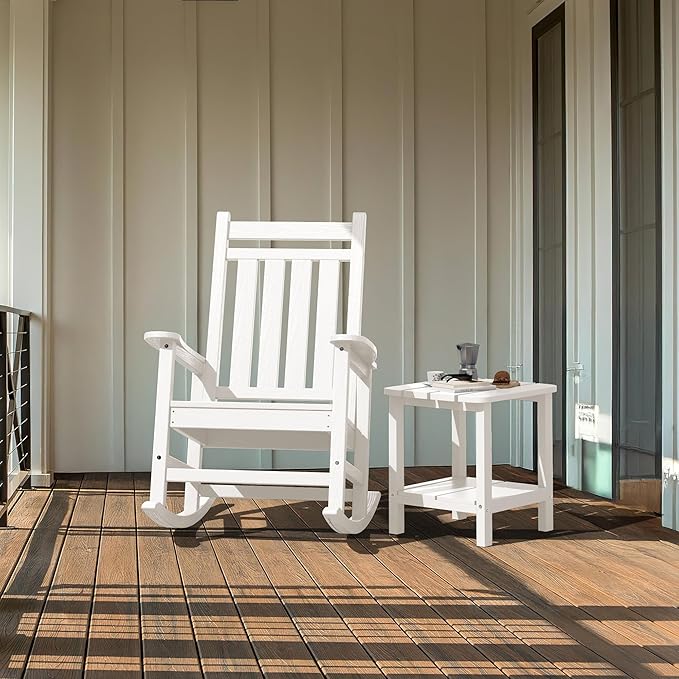 SERWALL Double Adirondack Side Table Set of 4, End Table- White