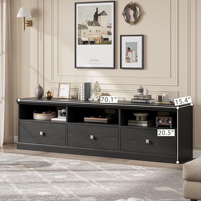 IDEALHOUSE 70in TV Stand for TVs up to 80", Mid Century Modern Entertainment