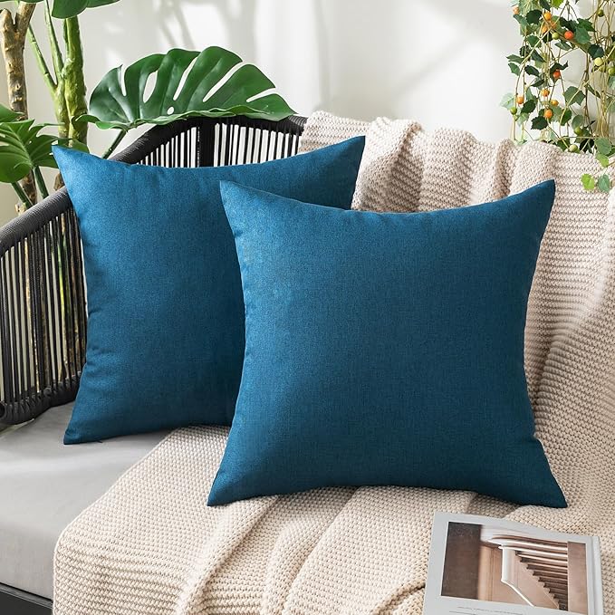 MIULEE Pack of 2 Decorative Outdoor Solid Waterproof Throw Pillow Covers Euro