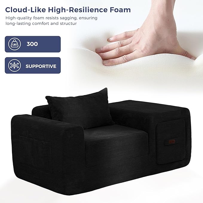 MAXYOYO Folding Sofa Couch, Convertible Floor Sofa