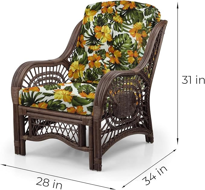 Malibu Lounge Living Accent Armchair Natural Rattan Wicker Handmade Design