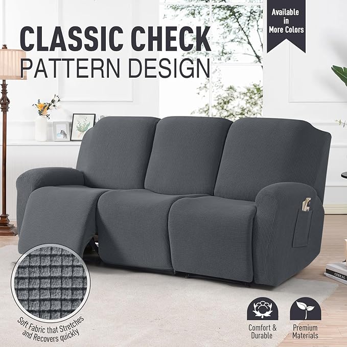 TAOCOCO Recliner Sofa Covers 8-Pieces Stretch Large Couch Covers