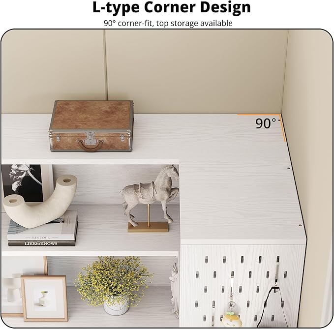 IRONCK Corner Bookshelf with LED Lights, 78.7" Tall Corner Bookshelves with 2
