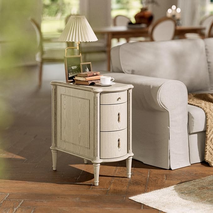 STO'SENSE Nightstand w/Charging Station & 3 Drawers, Pre-Assembled, Vintage