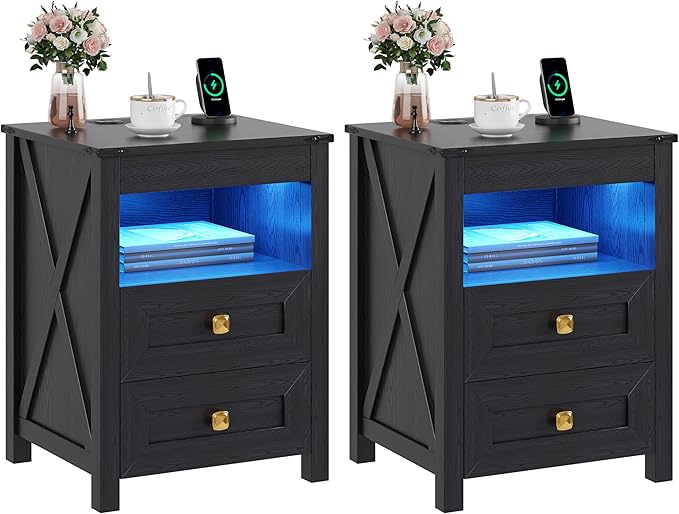 HWB LED Nightstand Set of 2
