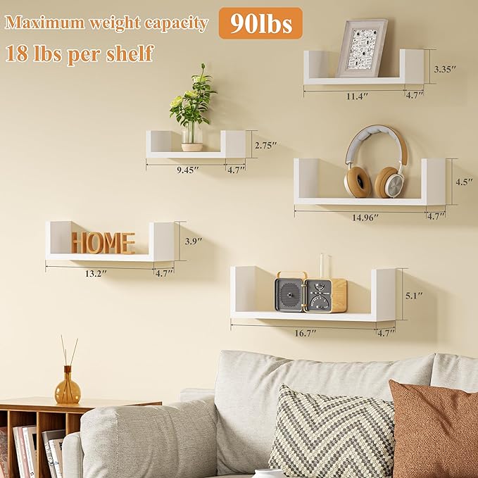 SRIWATANA Floating Shelves for Wall, Wall Shelves for Bathroom, Living Room