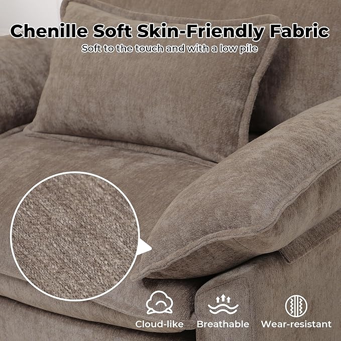 Modern Oversized Accent Chairs Set of 2, Chenille Cloud Sofa Chair