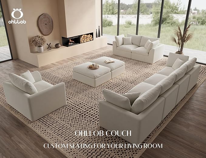 ohllob Corner Seat for Cloud Sectional Couches Living Room, Warm White