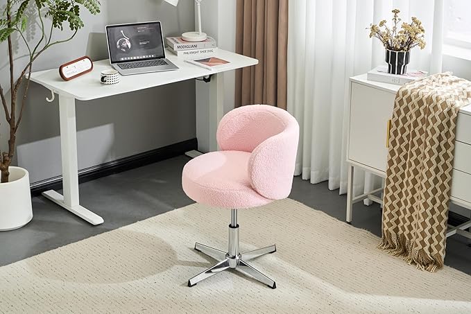 VINGLI Cute Small Swivel Desk Chair Comfy no Wheels, Ergonomic Low-Back Lumbar