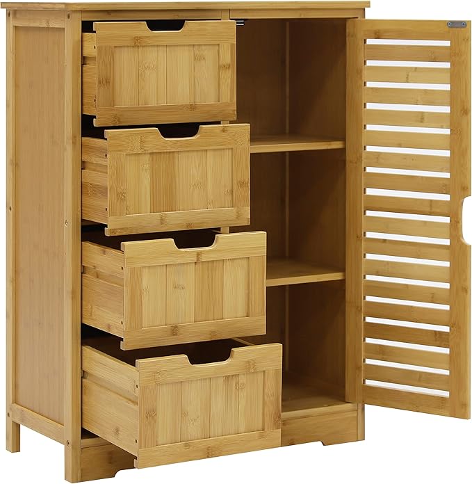Yardenaler Bamboo Bathroom Storage Cabinet