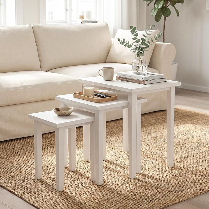 Giantex Nesting Tables Set of 3, Farmhouse Stacking Side Table