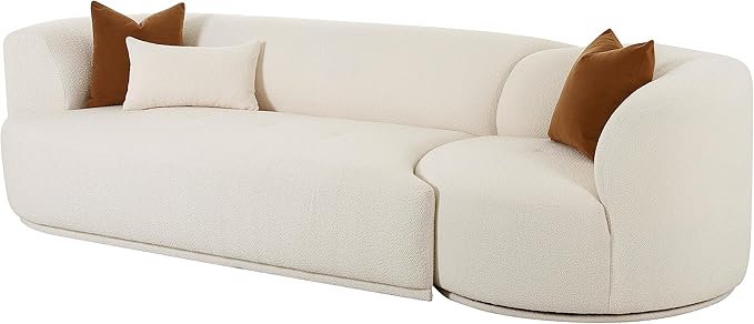 Tov Furniture Fickle Cream Boucle 2-Piece Modular LAF Sofa