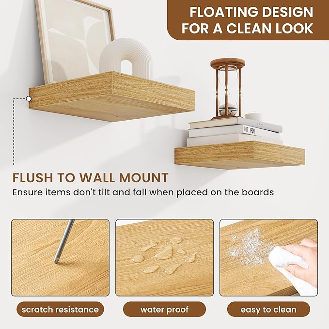 fuqing Floating Shelves for Wall, Wall Mounted Wood Floating Shelf