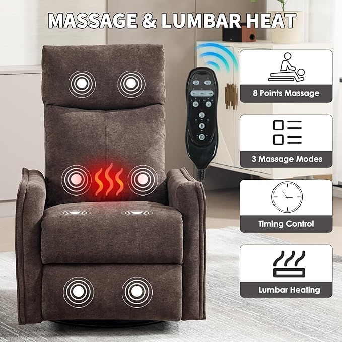 Trustyue Swivel Rocker Recliner Chair, 360° Swivel Recliner