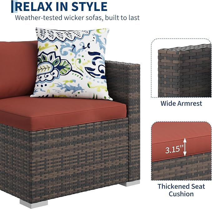 5-Piece Outdoor Sectional Sofa Set, All-Weather PE Rattan Patio Furniture