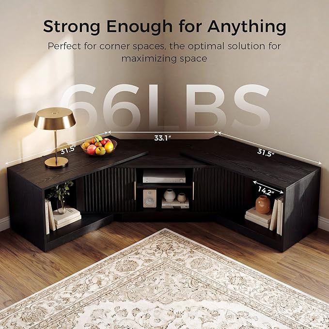 IRONCK TV Stand for 55-80 Inches TVs, Extendable Corner Entertainment Center