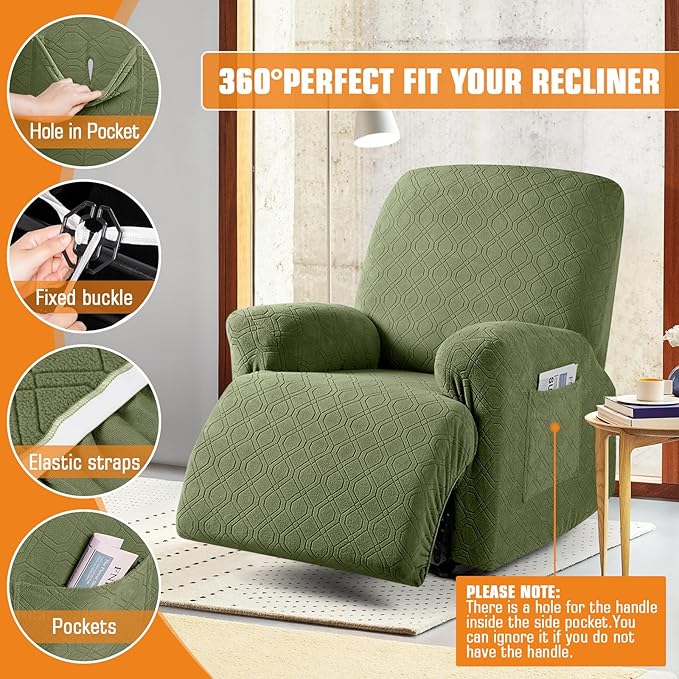VANSOFY Recliner Chair Cover, 3-Pieces Stretch Lazy Boy Recliner Covers