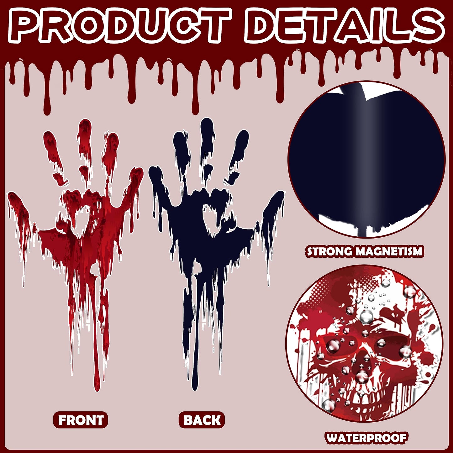 Halloween Car Magnet Decoration 27Pcs, Magnetic Bloody No One Leaves Refrigerator Garage Door Stickers, Holiday Help Us Keep Out Bat Spider Car Magnet Decal for Halloween Decoration Party Supplies