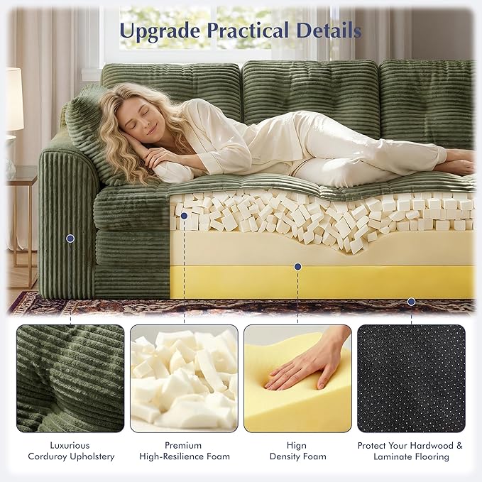 Homkdom 3 Seater Convertible Folding Sofa Bed, Pull Out Sleeper Sofa