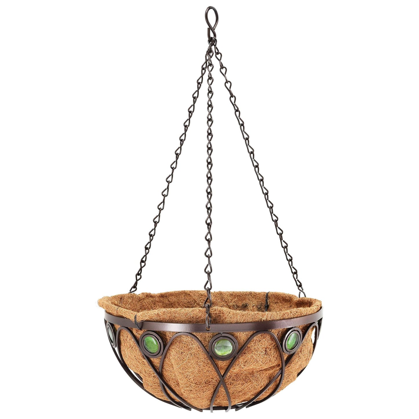 Arcadia Emerald Series Round Hanging Basket Planters, 14-Inch