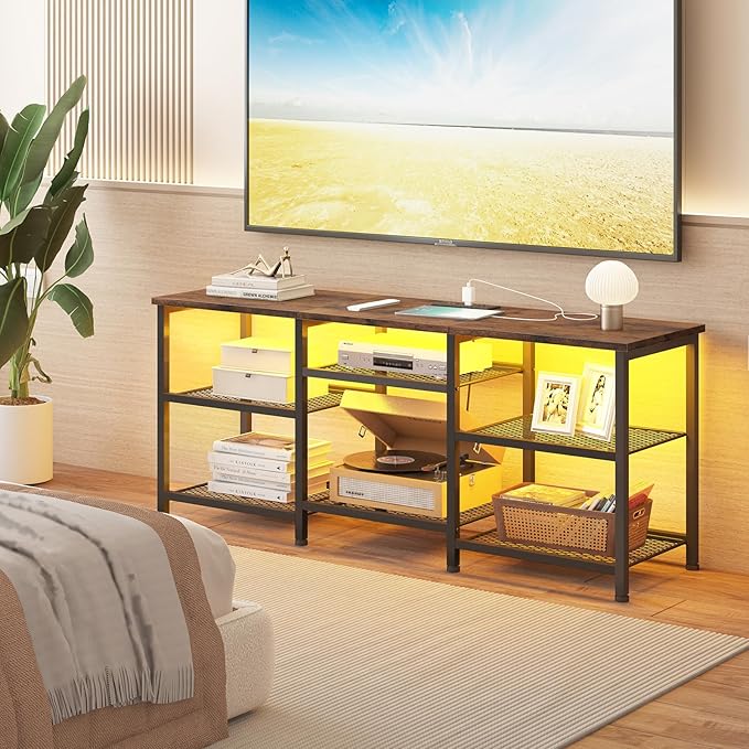 YGEOMER TV Stand for Living Room TVs Up to 55 Inches, Entertainment Center