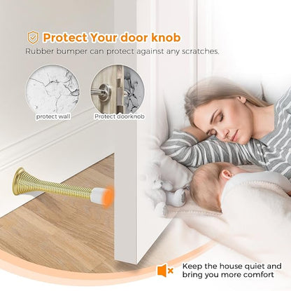 Ravinte Door Stoppers, 48 Pack Gold Spring Door Stops with Rubber Bumper, Door Stoppers for Bottom of Door