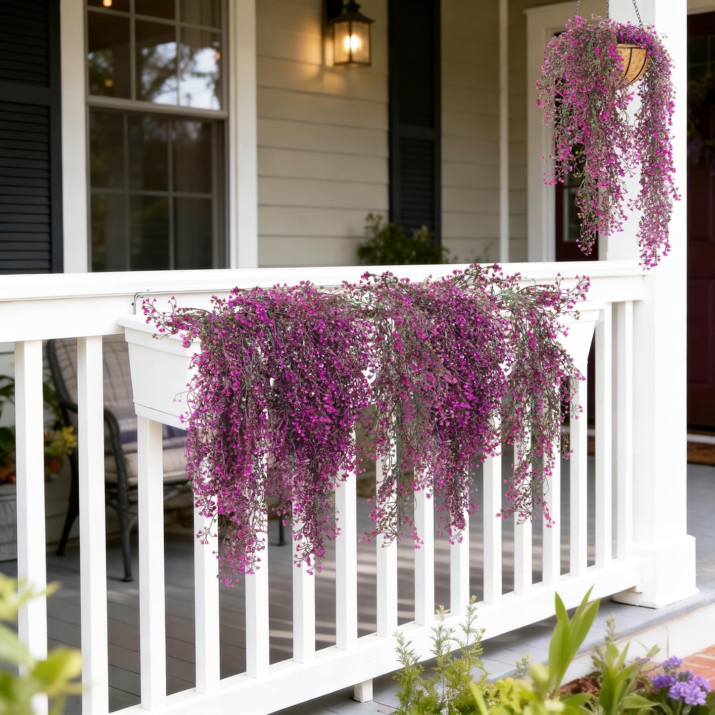 RECUTMS Artificial Hanging Leaves Plants 6Pcs Indoor Fake Flower Swags Faux Vines Ivy Leaves Plastic Greenery Resistant Plastic for Wall Wedding Party Porch Garden Decoration(Fuchsia)