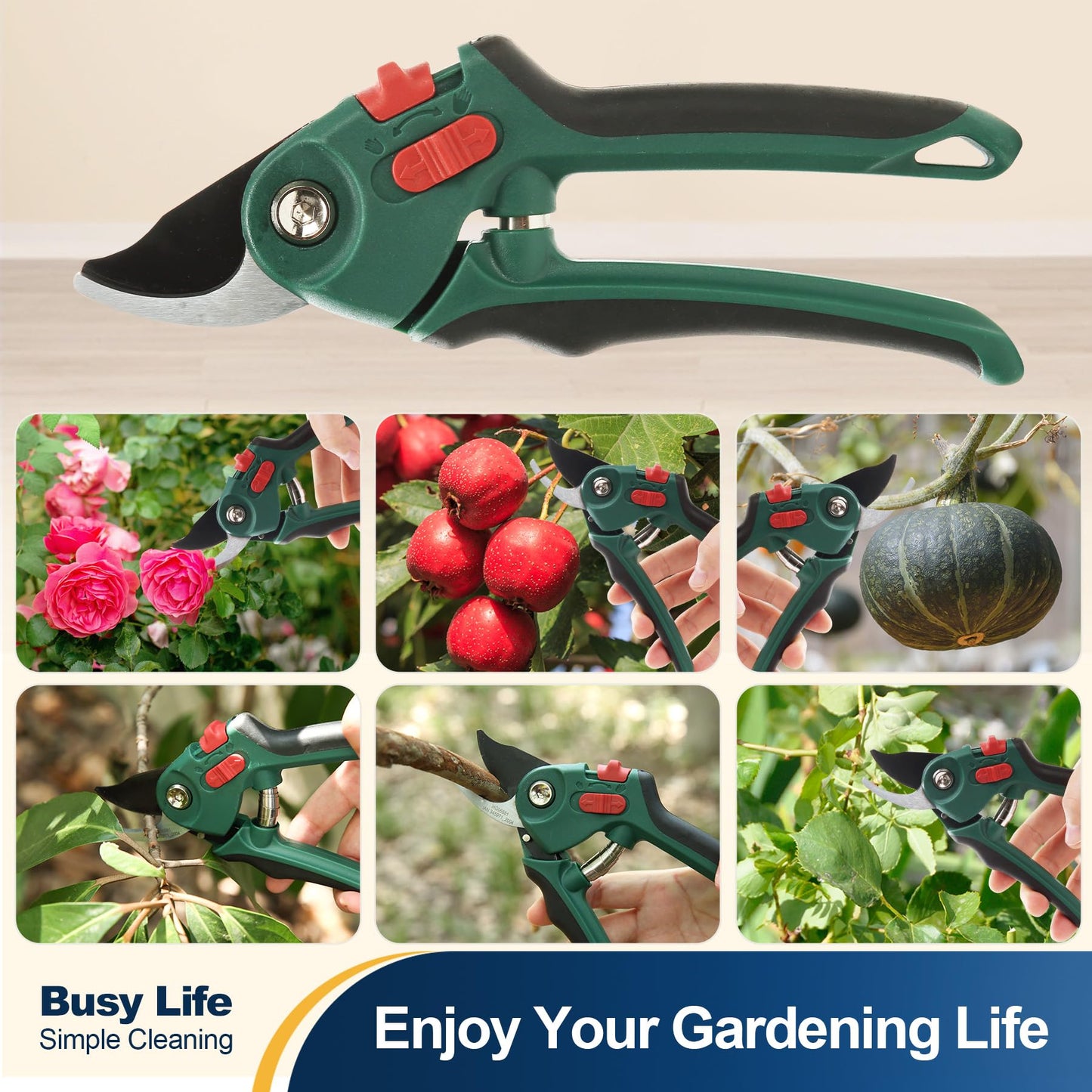 Yocada Garden Pruning Shears 2 Pack Garden Clippers Steel Shears Scissors for Gardening Sharp Handheld Heavy Duty Hedge Plant Branch Clippers Scissors Pruners Tools