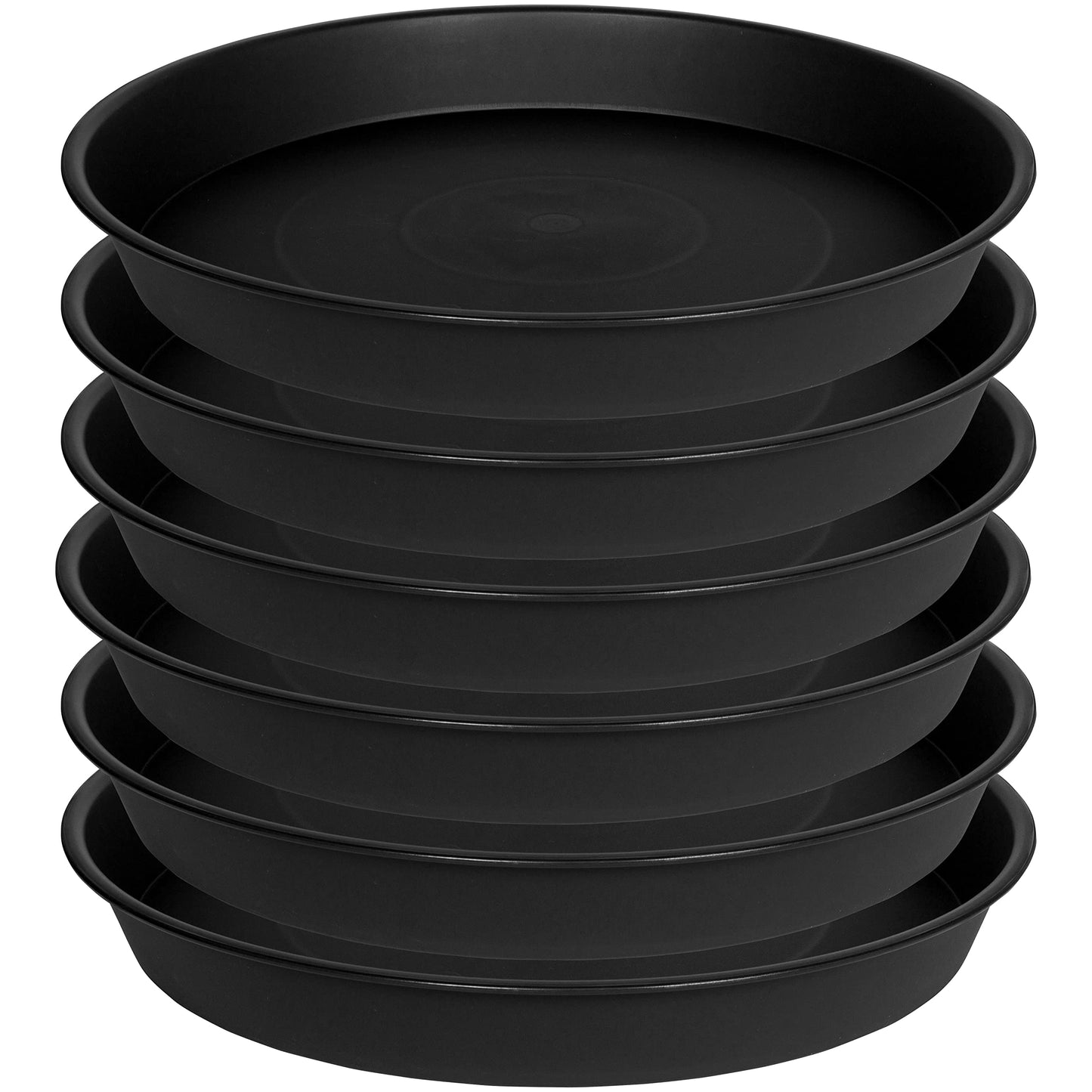 Bleuhome 6 Pack of 8 inch Plant Saucer, Heavy Duty Plastic Plant Water Tray, Pebble Tray, Flower Saucers for Indoors, Pot Saucers, Bird Bath Bowls, Plant Dishes for Planter 7"/8" (8", Black)