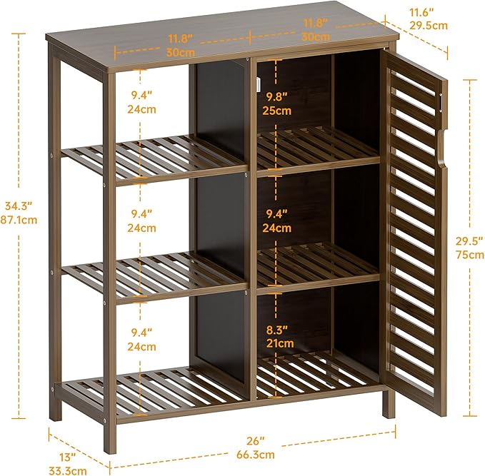 HITNET Bathoom Storage Cabinet, Bamboo Floor Cabinet