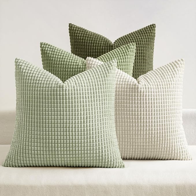 MIULEE Modern Farmhouse Decorative Spring Pillow Covers 18x18 Inch Set of 4